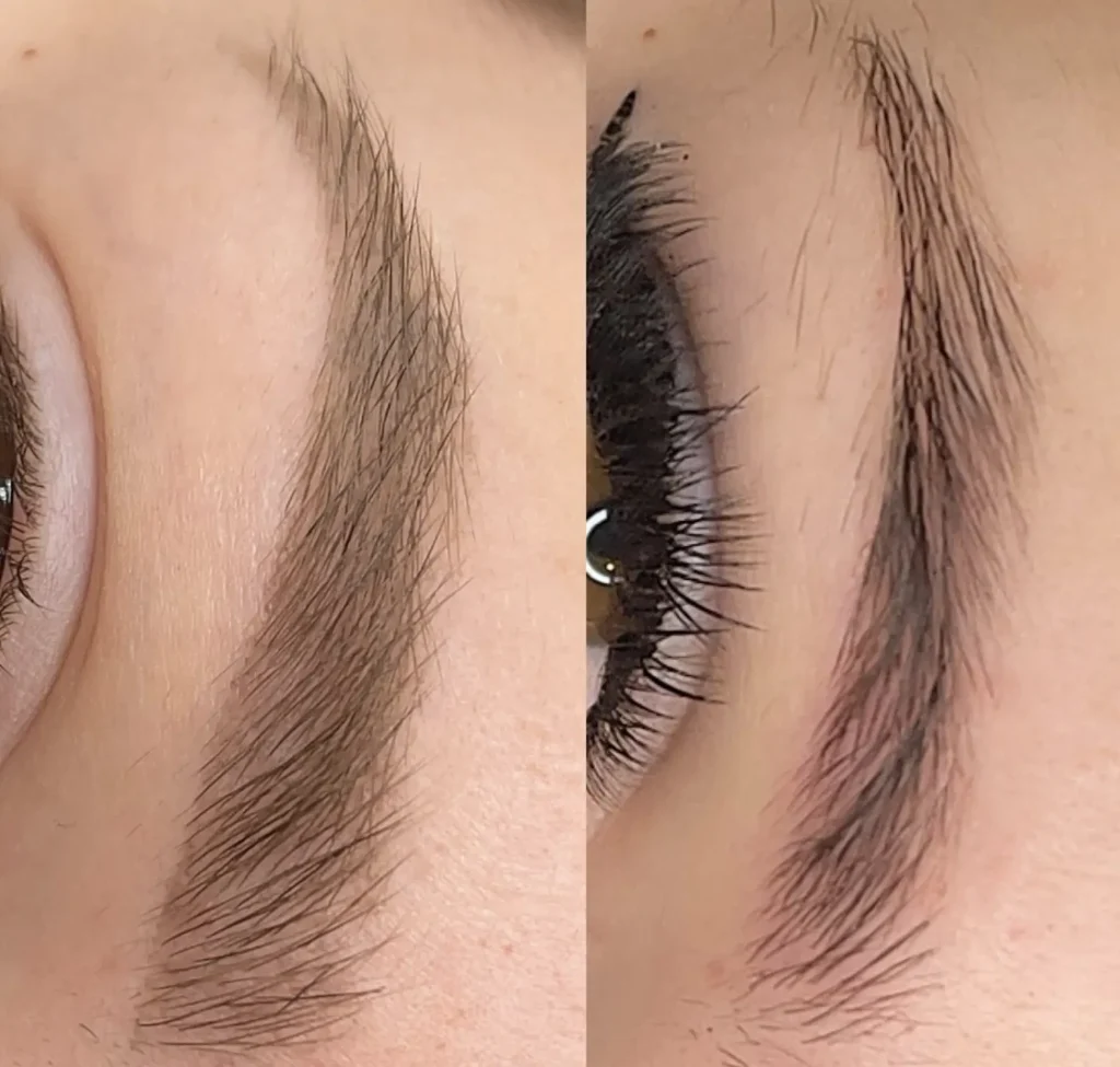 Freshly tattooed brows